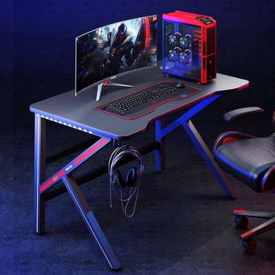 New Design Metal Frame E-Sport RGB K Shape Gaming Table Desk And Chair